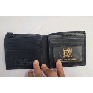 Stone Mountain  Black Leather Men's Trifold‎ Wallet RFID Protection NWOB